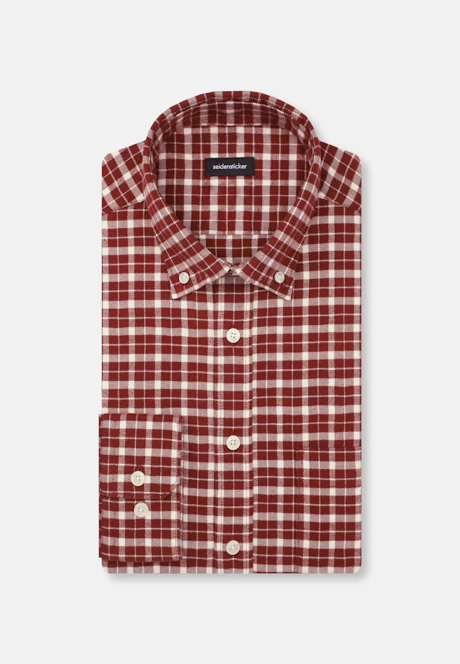 Regular Chemise décontractée carreaux dans Orange | Boutique en ligne Seidensticker