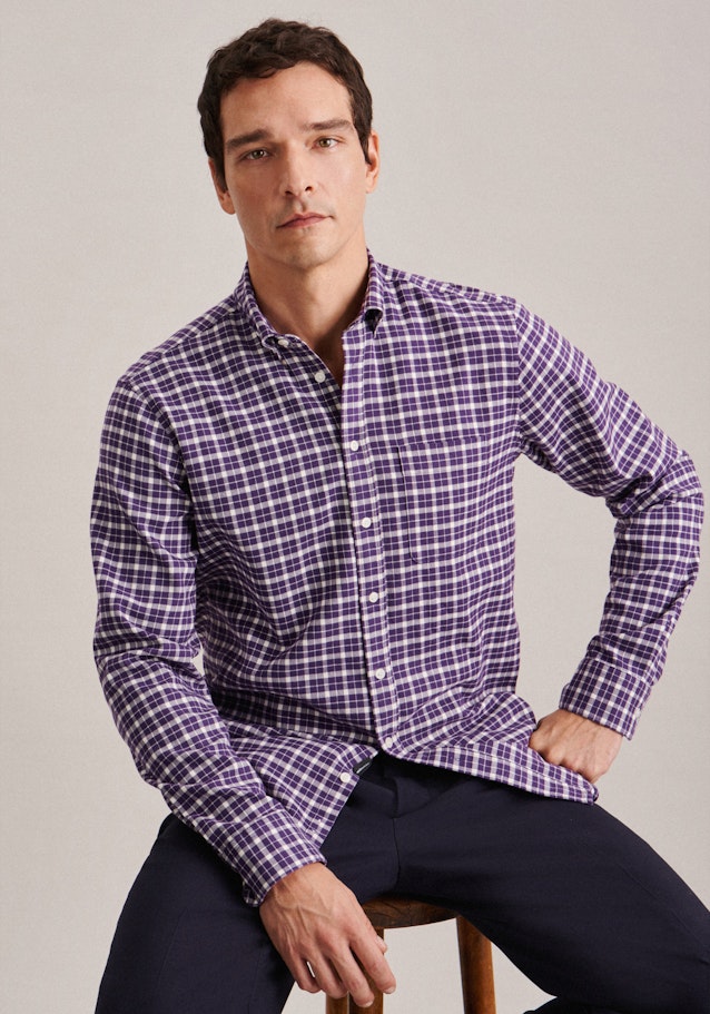 Casual Shirt in Regular with Button-Down-Collar in Purple | Seidensticker Onlineshop