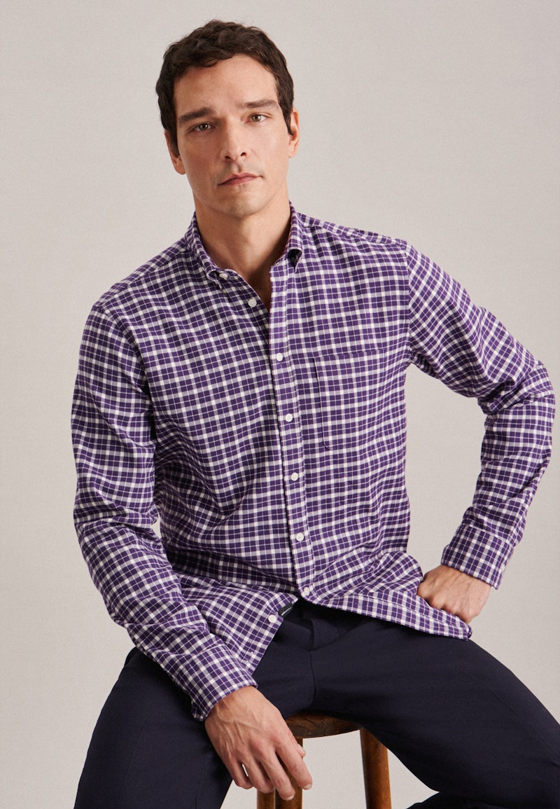 Twill Casual Hemd in Regular mit Button-Down-Kragen