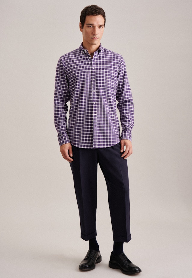 Twill Casual Hemd in Regular mit Button-Down-Kragen in Lila |  Seidensticker Onlineshop