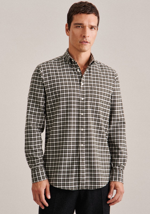 Twill Casual Hemd in Regular mit Button-Down-Kragen in Grün | Seidensticker Onlineshop