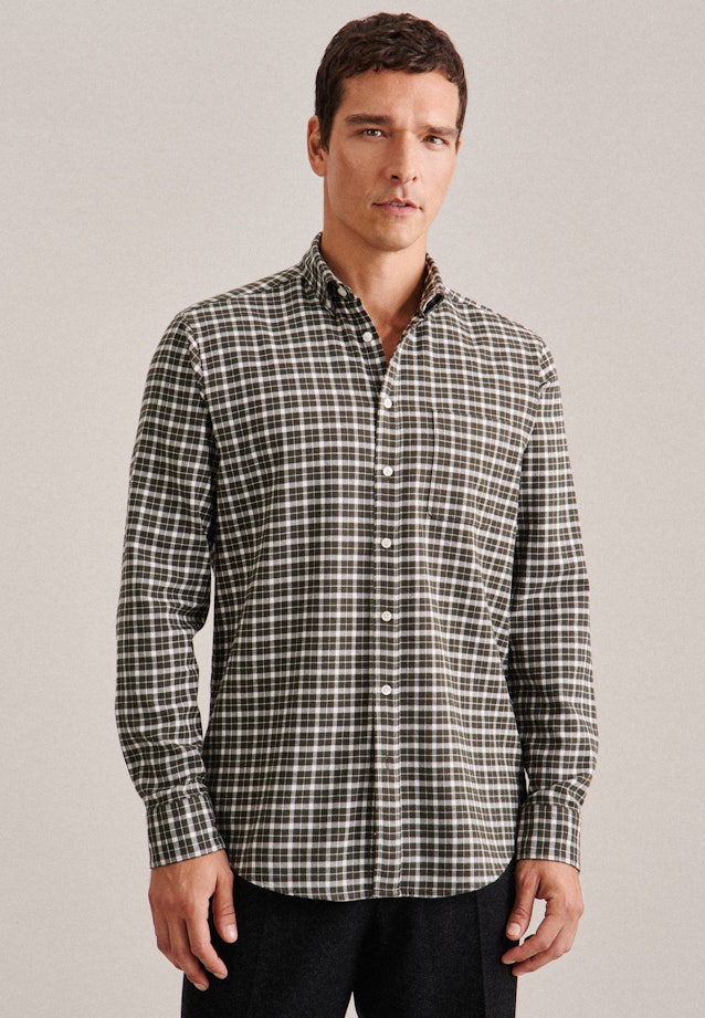 Twill Casual Hemd in Regular mit Button-Down-Kragen in Grün | Seidensticker Onlineshop