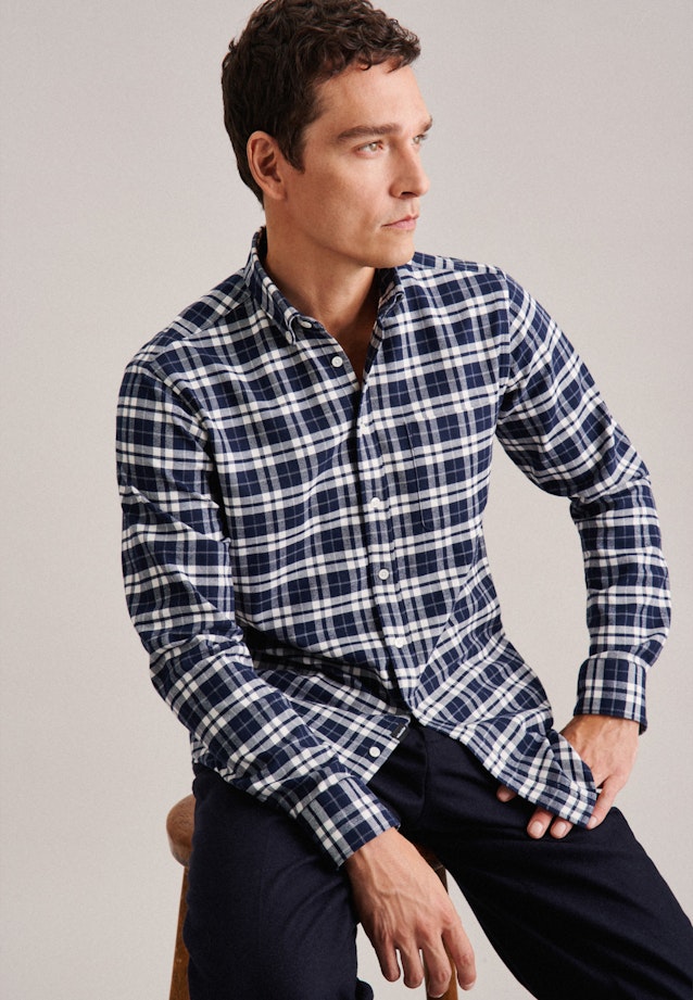 Regular Casual Hemd Karo in Dunkelblau |  Seidensticker Onlineshop