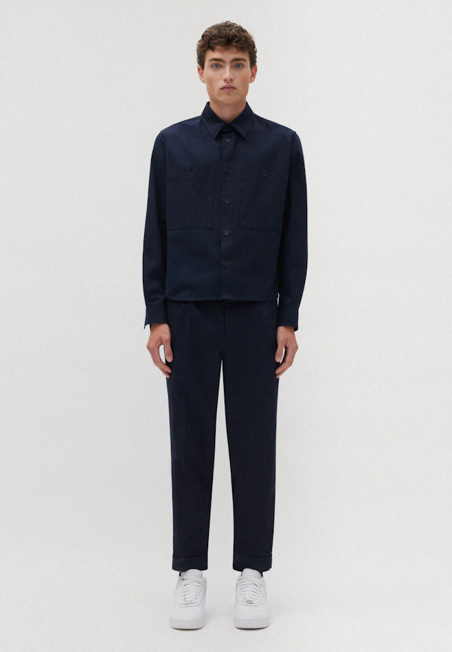 Regular Chemise décontractée Uni dans Bleu Foncé | Boutique en ligne Seidensticker
