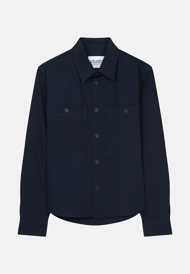 Regular Chemise décontractée Uni dans Bleu Foncé | Boutique en ligne Seidensticker