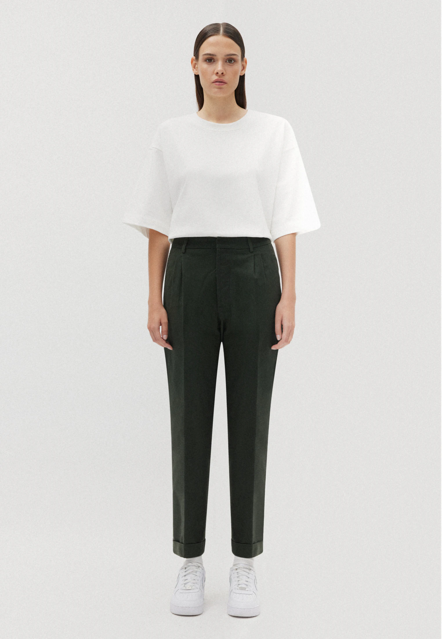Regular Chinohose Uni Grün