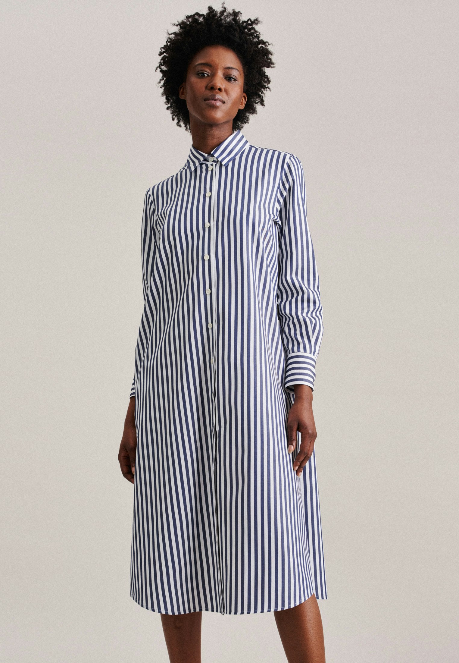 Blue dress clearance with black stripes