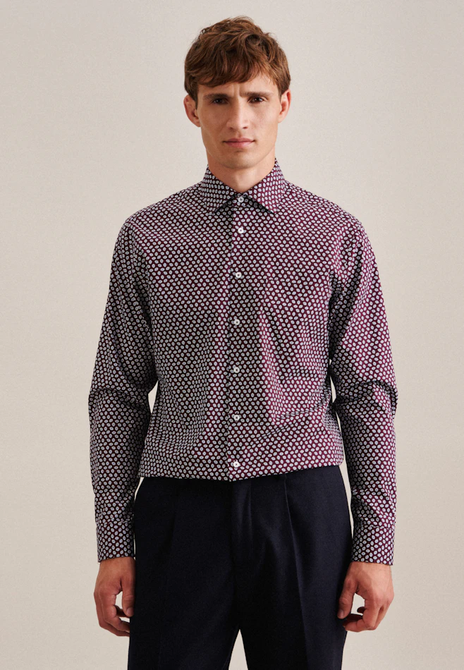 Regular Business Hemd Druck in Rot | Seidensticker Onlineshop