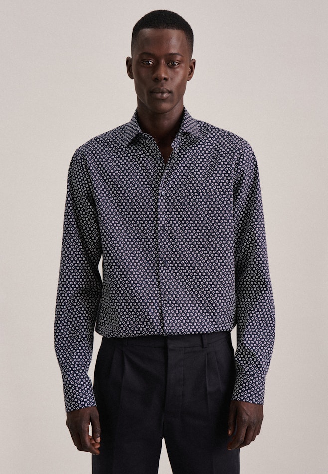 Business Shirt in Regular with Kent-Collar in Dark Blue | Seidensticker online shop