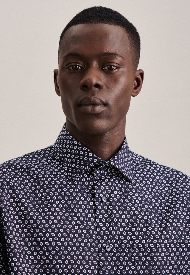 Regular Business Hemd Druck in Dunkelblau |  Seidensticker Onlineshop