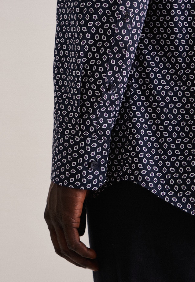 Regular Business Hemd Druck in Dunkelblau |  Seidensticker Onlineshop