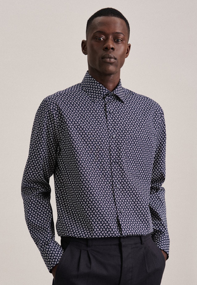 Regular Business Hemd Druck in Dunkelblau |  Seidensticker Onlineshop