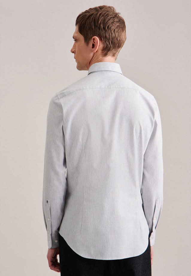 Twill Flanellen hemd in Slim with Kentkraag and extra long sleeve in Grijs |  Seidensticker Onlineshop
