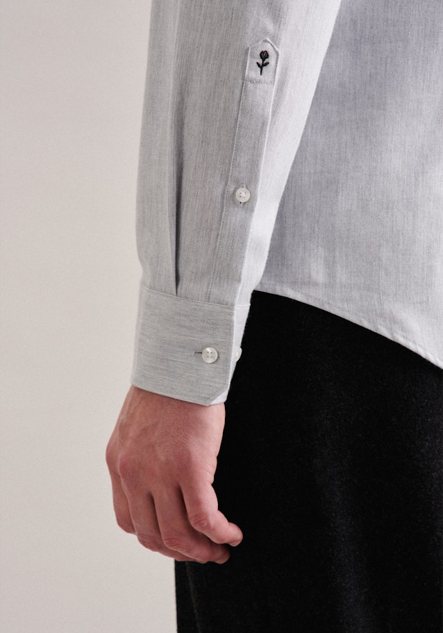 Slim Flanellhemd Uni in Grau | Seidensticker Onlineshop