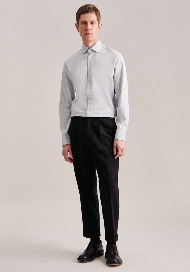Slim Flanellhemd Uni in Grau | Seidensticker Onlineshop