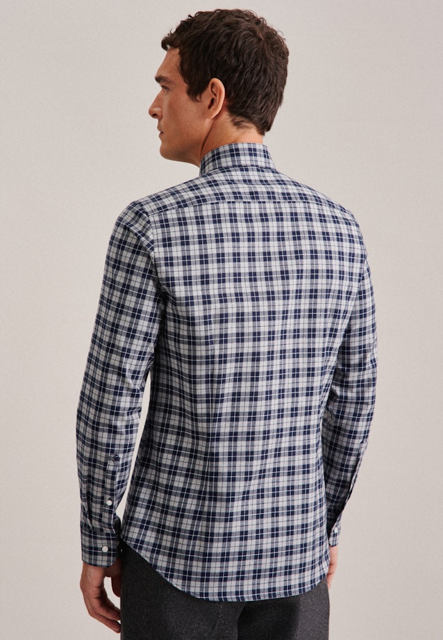 Twill Flanellen hemd in Slim with Kentkraag and extra long sleeve in Grijs |  Seidensticker Onlineshop