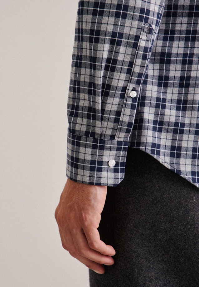 Twill Flanellhemd in Slim mit Kentkragen und extra langem Arm in Grau |  Seidensticker Onlineshop