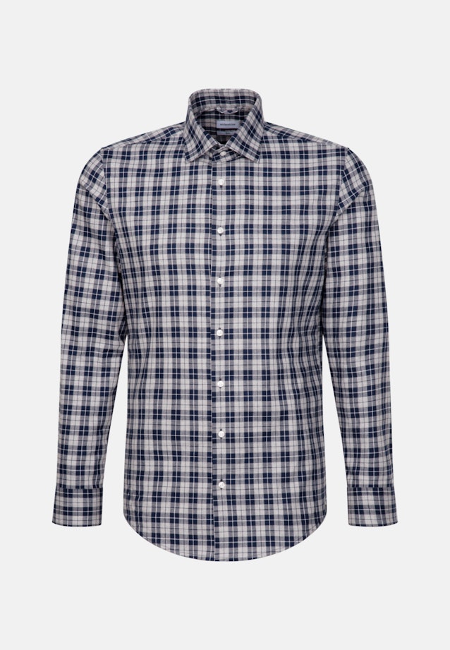 Twill Flannel shirt in Slim with Kent-Collar and extra long sleeve in Grey |  Seidensticker Onlineshop