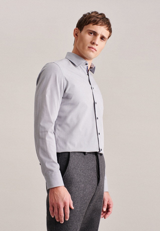 Non-iron Structure Business Shirt in Slim with Kent-Collar and extra long sleeve in Grey | Seidensticker Onlineshop