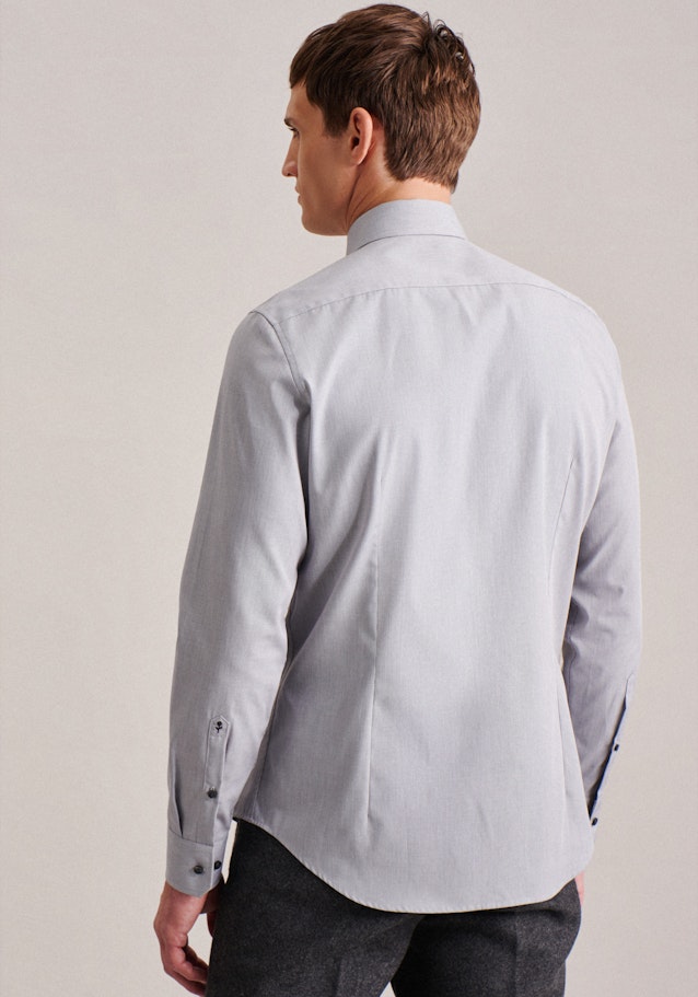 Bügelfreies Struktur Business Hemd in Slim mit Kentkragen und extra langem Arm in Grau | Seidensticker Onlineshop