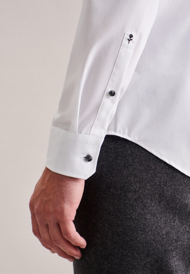 Non-iron Poplin Business Shirt in Slim with Kent-Collar and extra long sleeve in White |  Seidensticker Onlineshop