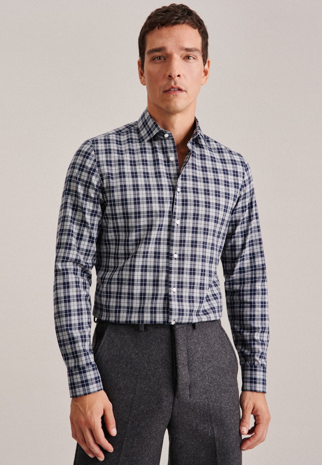 Shaped Flannel shirt Check in Grey |  Seidensticker Onlineshop