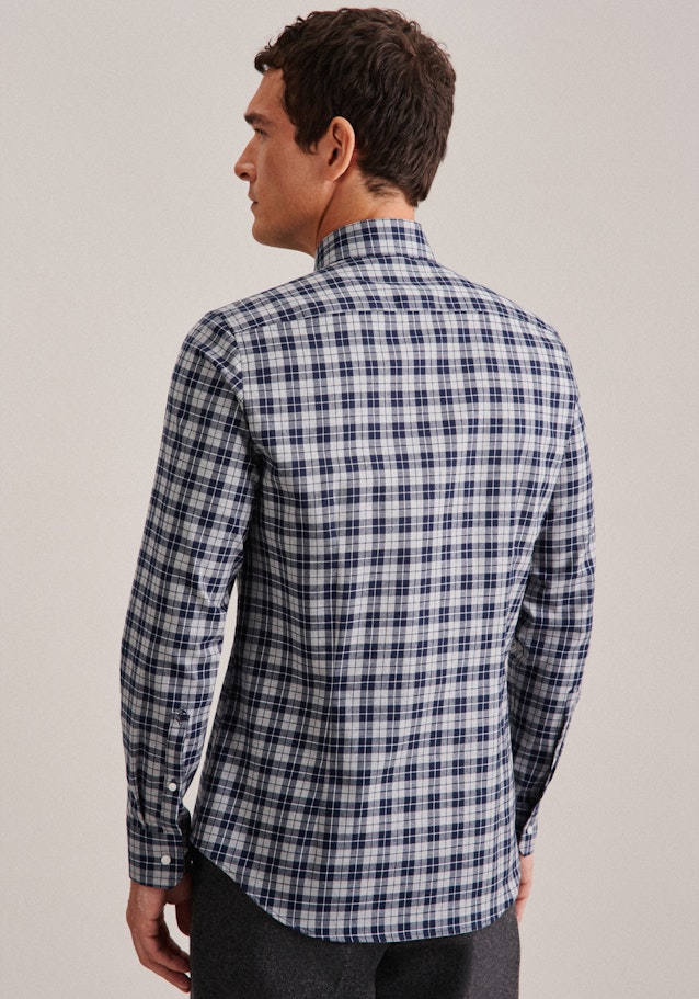 Flannel shirt in Shaped with Kent-Collar in Grey |  Seidensticker Onlineshop