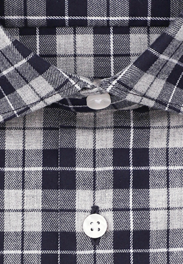 Twill Flanellhemd in Shaped mit Kentkragen und extra langem Arm in Grau |  Seidensticker Onlineshop