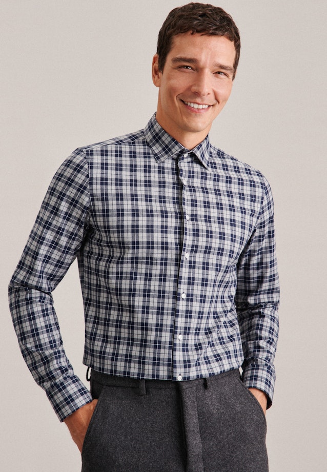 Shaped Flannel shirt Check in Grey |  Seidensticker Onlineshop