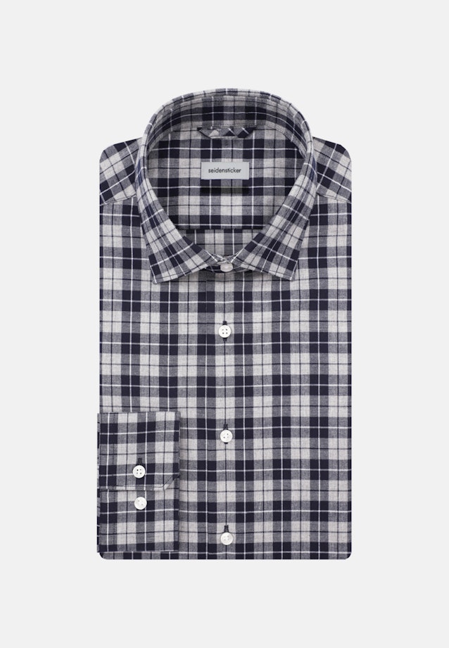 Twill Flanellen hemd in Shaped with Kentkraag and extra long sleeve in Grijs |  Seidensticker Onlineshop