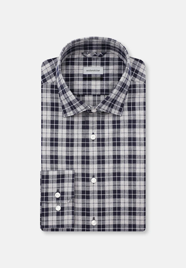 Shaped Flanellhemd Karo in Grau |  Seidensticker Onlineshop