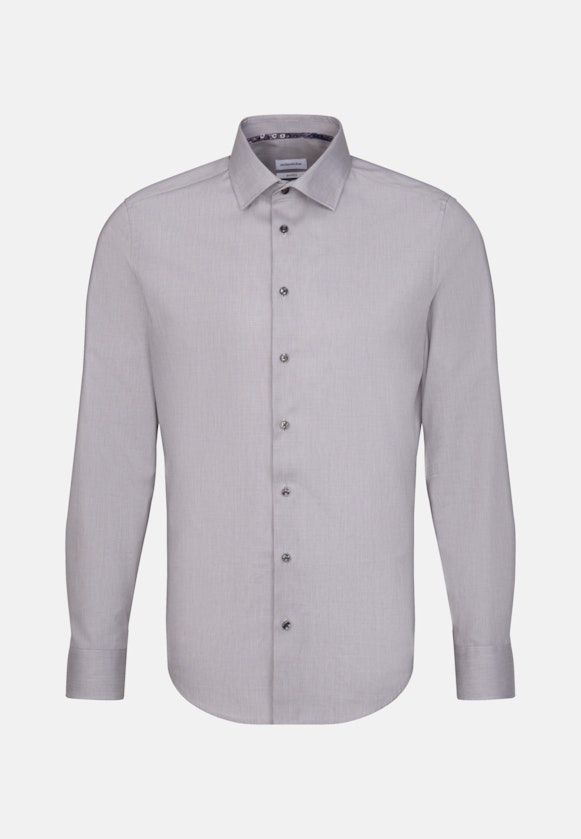 Non-iron Structure Business Shirt in X-Slim with Kent-Collar and extra long sleeve in Grey |  Seidensticker Onlineshop