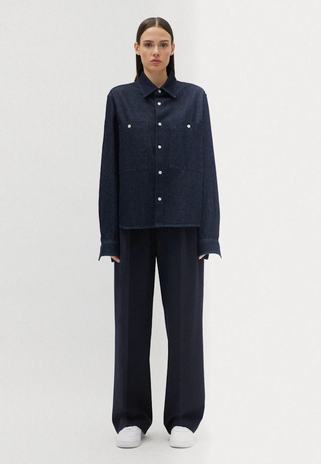 Regular Chemise décontractée Uni dans Bleu Foncé | Boutique en ligne Seidensticker