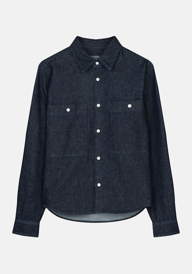 Regular Chemise décontractée Uni dans Bleu Foncé | Boutique en ligne Seidensticker