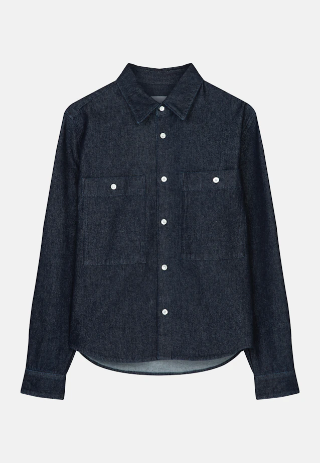 Regular Chemise décontractée Uni in Bleu Foncé |  Seidensticker Onlineshop