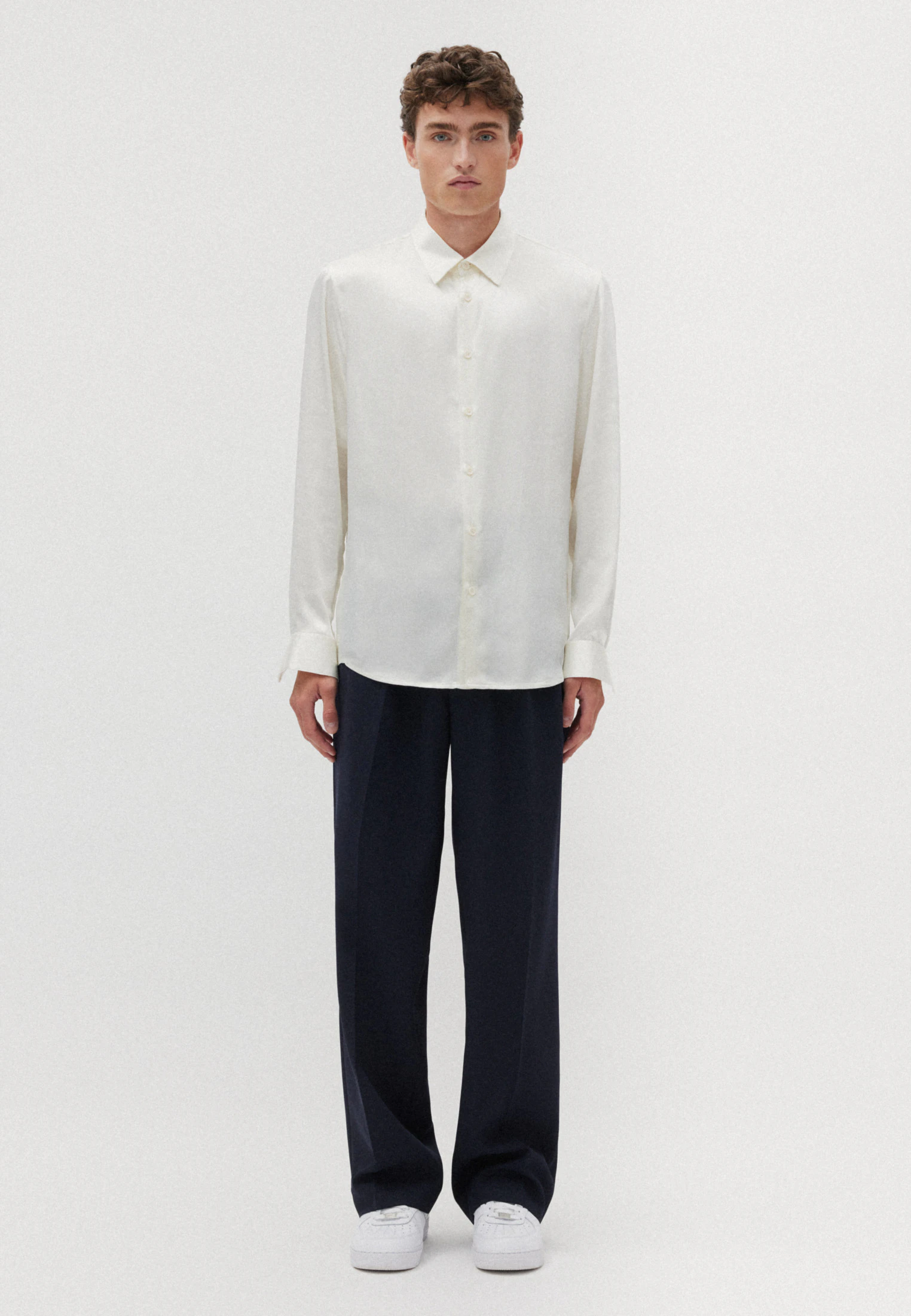 Regular Casual Hemd Uni Ecru
