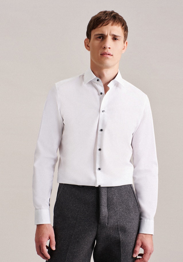 Non-iron Poplin Business Shirt in X-Slim with Kent-Collar and extra long sleeve in White | Seidensticker Onlineshop