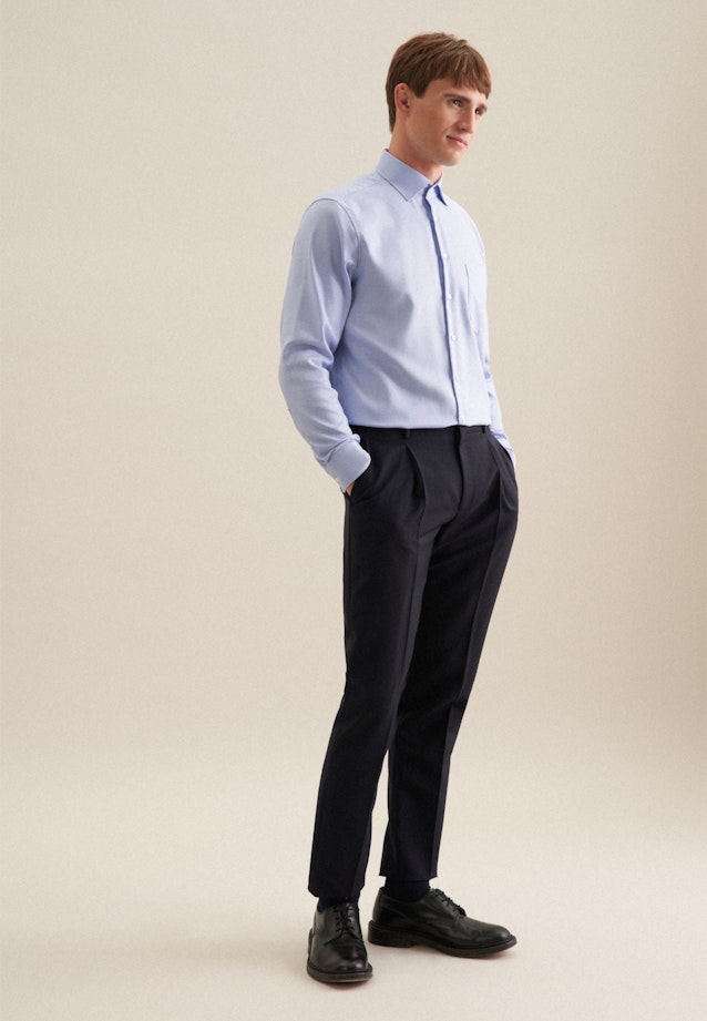 Non-iron Pepita Business shirt in Regular with Kent-Collar in Middle Blue |  Seidensticker Onlineshop