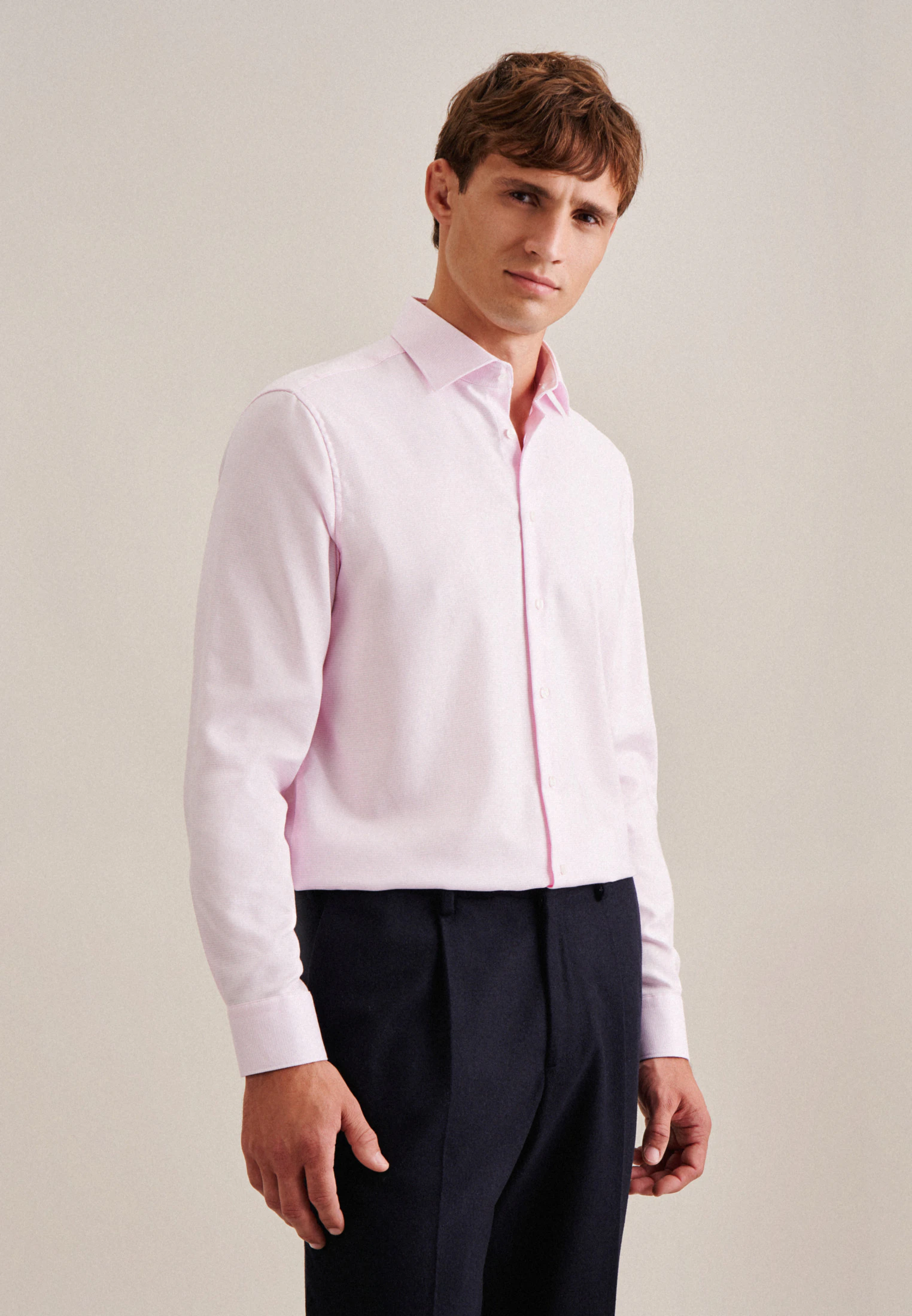 Regular Business Hemd Struktur Rosa/Pink 38