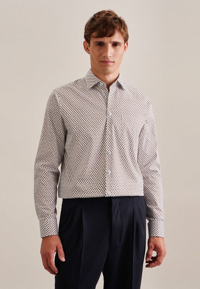 Business Shirt in Regular with Kent-Collar in Brown | Seidensticker Onlineshop