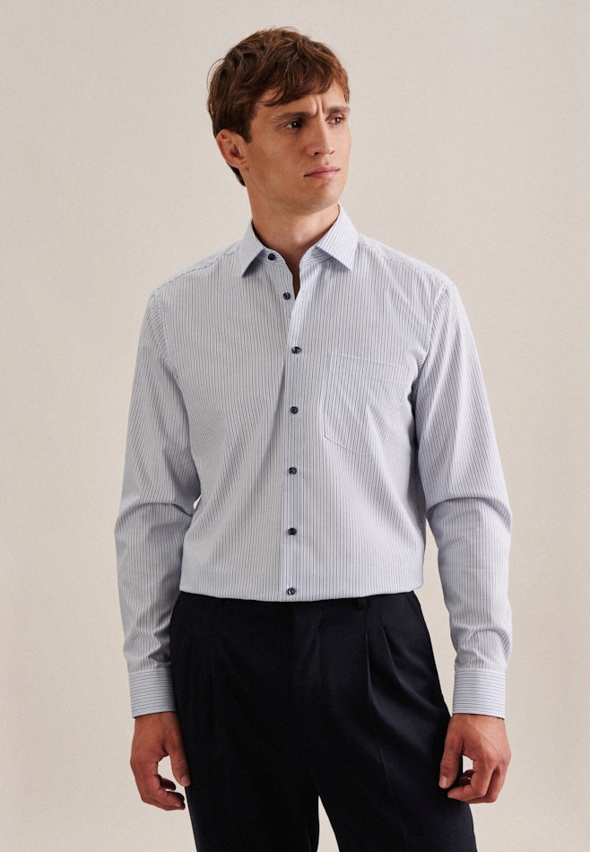 Non-iron Poplin Business Shirt in Regular with Kent-Collar in Light Blue | Seidensticker Onlineshop