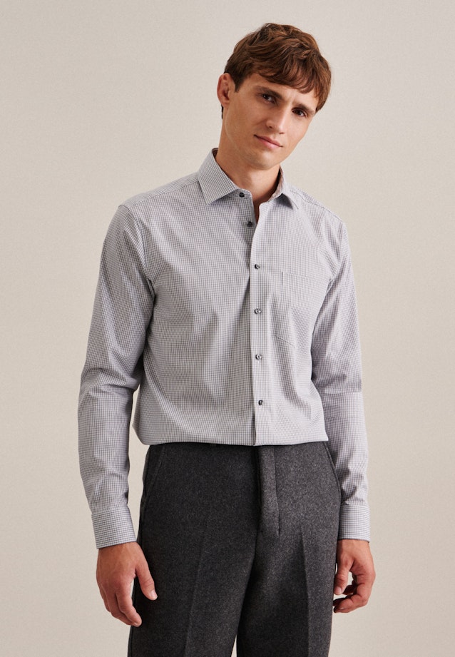 Non-iron Poplin Business Shirt in Regular with Kent-Collar in Grey | Seidensticker Onlineshop