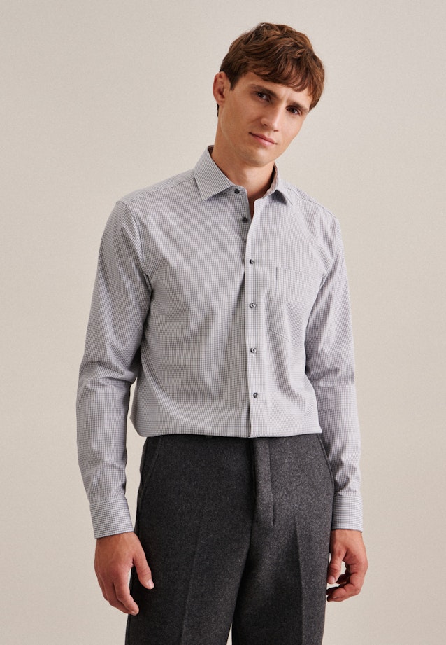 Regular Business shirt Check in Grey |  Seidensticker Onlineshop