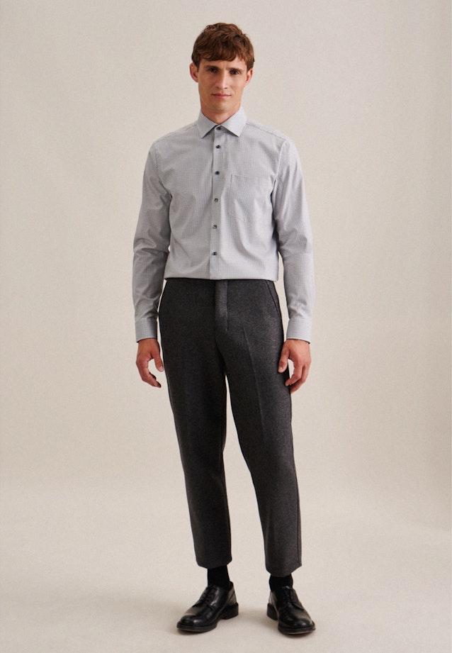 Non-iron Poplin Business Shirt in Regular with Kent-Collar in Grey |  Seidensticker Onlineshop