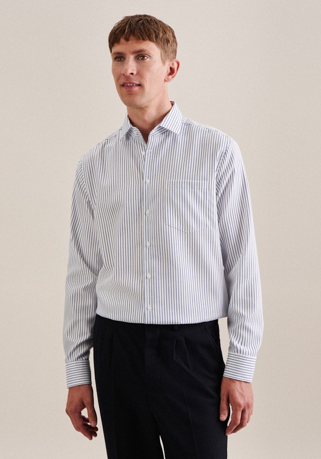 Non-iron Structure Business Shirt in Regular with Kent-Collar in Medium Blue | Seidensticker Onlineshop