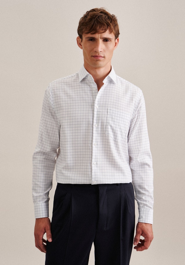 Non-iron Twill Business Shirt in Regular with Kent-Collar in Medium Blue | Seidensticker Onlineshop