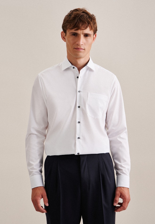 Non-iron Poplin Business Shirt in Regular with Kent-Collar in White | Seidensticker online shop