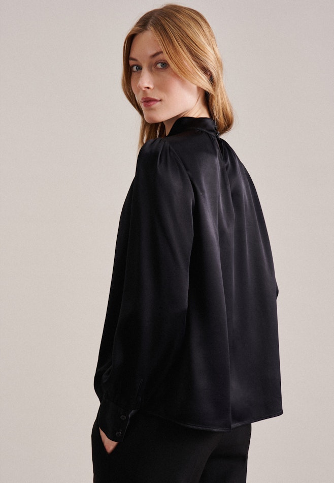 Long sleeve Satin Slip Over Blouse in Black | Seidensticker Onlineshop