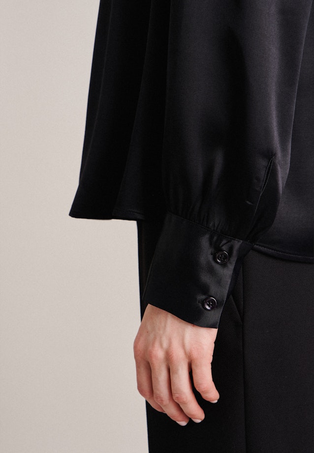 Long sleeve Satin Slip Over Blouse in Black |  Seidensticker Onlineshop