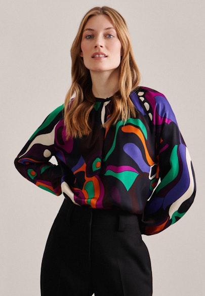 Regular Shirtbluse Druck in Schwarz |  Seidensticker Onlineshop